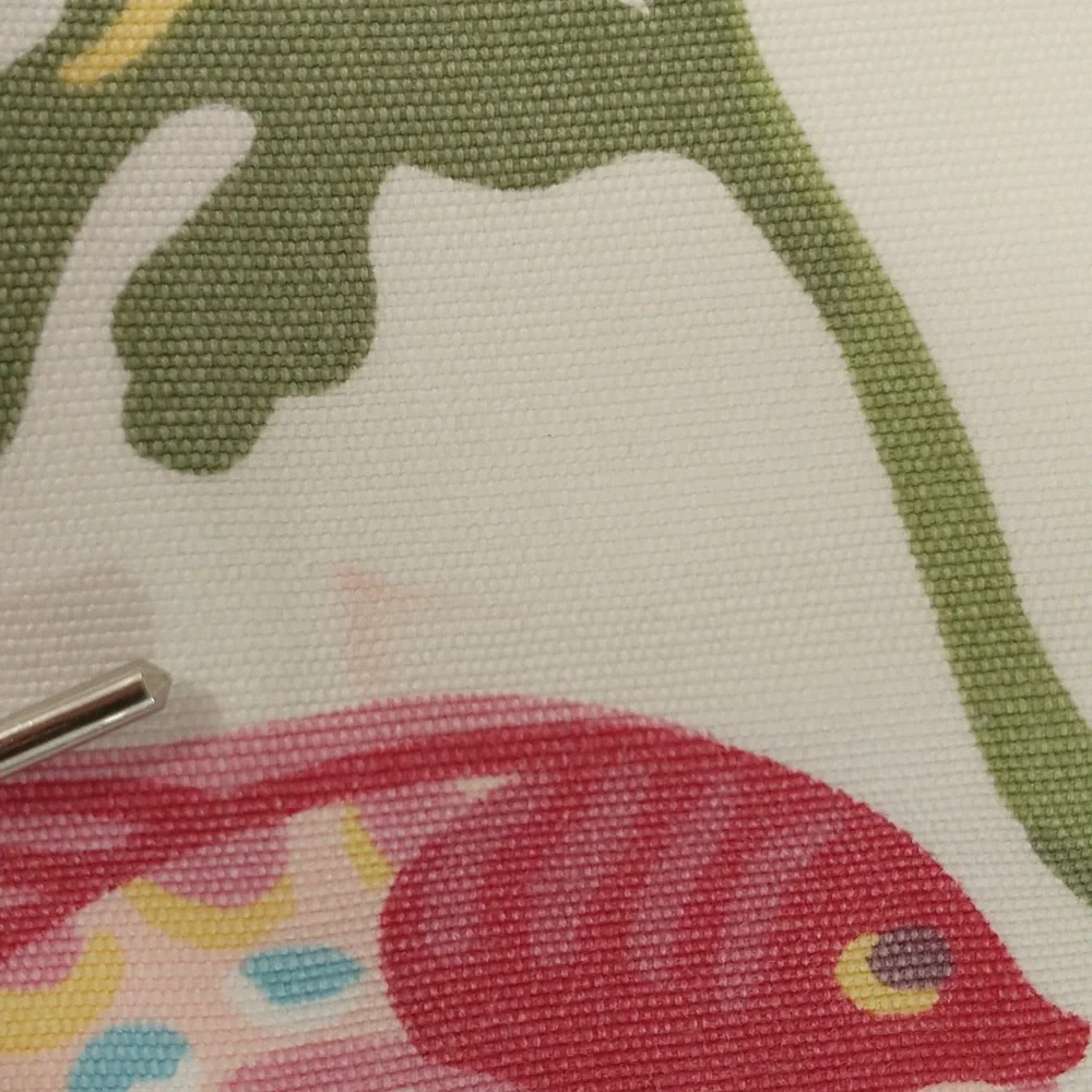 Tropical Fish in Coral Vintage 90s Cotton Pants Pastel On White w Stretch SeeMes - Picture 10 of 12